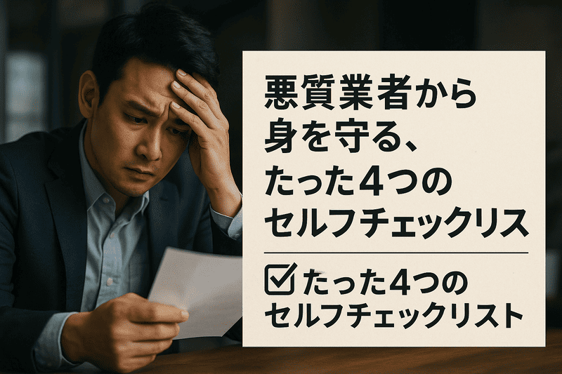 悪質業者から身を守る、たった4つのセルフチェックリスト